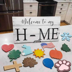 Welcome to My/Our Home - Seasonal Door Hanger, Family Welcome Sign With 7, 9 Or 12 Interchangeable Pieces - Gifts for Family, New Homeowners