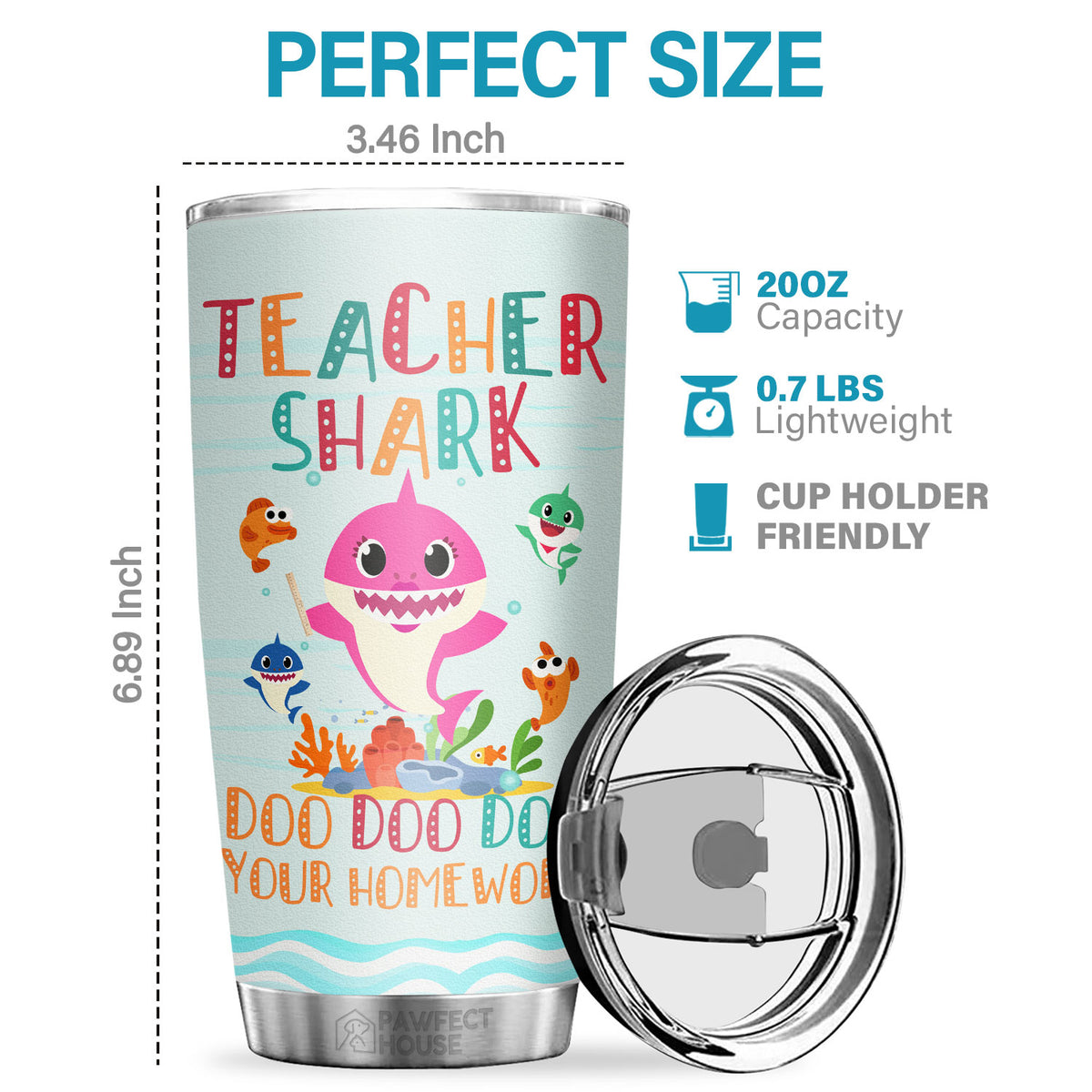 Professeur Requin Doo Doo Doo Doo Vos Devoirs - Gobelet - Appréciation, Remise des diplômes, Retraite, Cadeau de remerciement pour professeur, Cadeau de professeur des étudiants