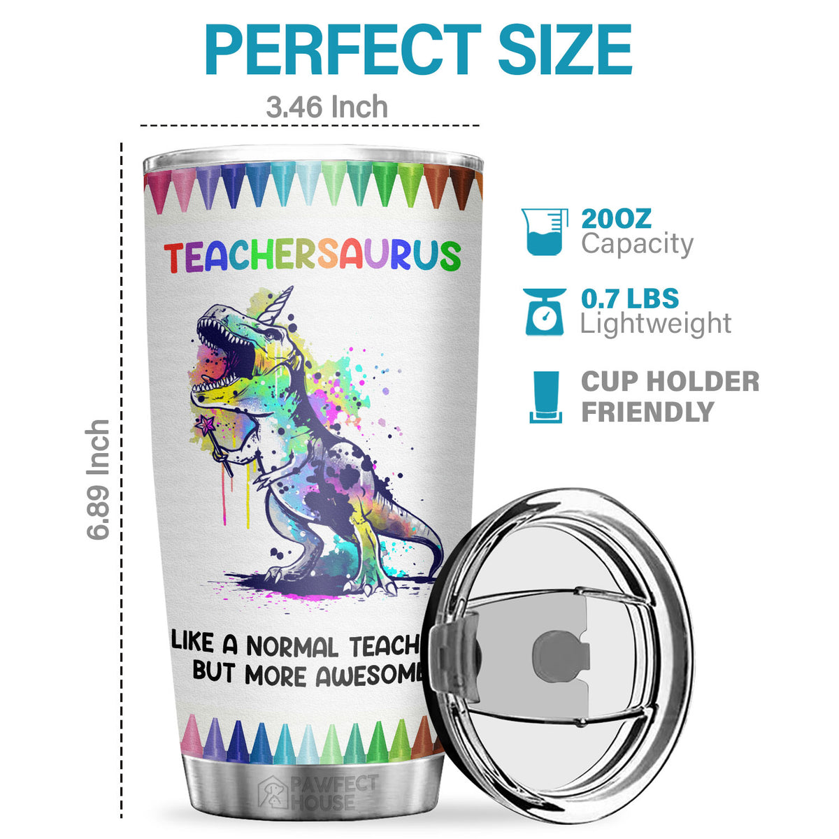 Teachersaurus, comme un enseignant normal, mais en plus génial ! - Tumbler - Appréciation, remise de diplôme, retraite, cadeau de remerciement pour un enseignant, cadeau d'un enseignant de la part d'un étudiant