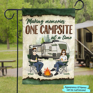 We Don't Go To Meetings, We Go Camping - Camping Personalized Custom Flag - Gift For Best Friends, BFF, Sisters, Camping Lovers