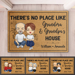 There's No Place Like Grandma & Grandpa's House - Family Personalized Custom Decorative Mat - Gift For Grandma, Grandpa