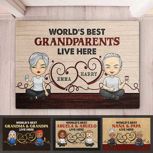 World’s Best Grandpa Grandma live here - Family Personalized Custom Decorative Mat - Gift For Grandparents