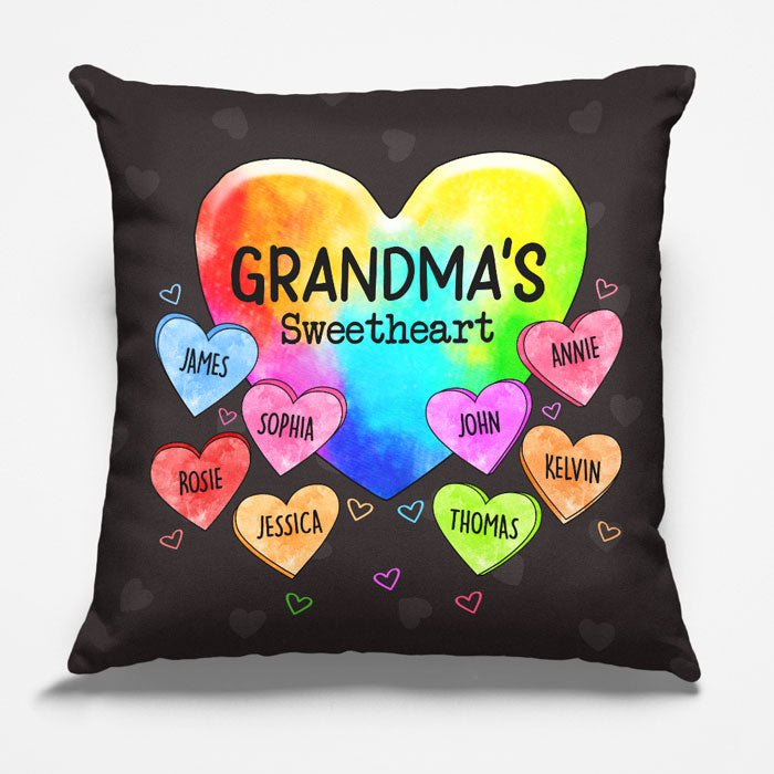 Grandma's So Into Her Sweethearts - Family Personalized Custom Pillow - Birthday Gift For Grandma