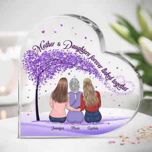 A Bond That Can't Be Broken, Mom & Daughters - Family Personalized Custom Heart Shaped Acrylic Plaque - Mother's Day, Birthday Gift For Mom