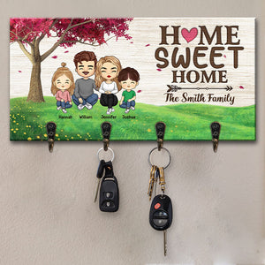Home Is Where Our Story Begins - Family Personalized Custom Key Hanger, Key Holder - Gift For Family Members