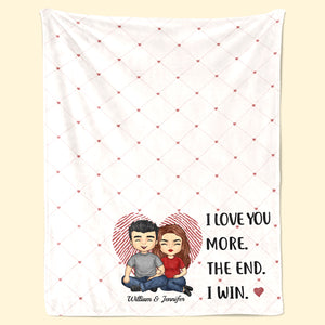 I Love You More - Couple Personalized Custom Blanket - Gift For Husband Wife, Anniversary