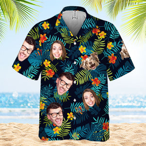 Custom Photo Tropical Vibes Only - Family Personalized Face Custom Unisex Hawaiian Shirt - Gift For Family, Pet Owners, Pet Lovers