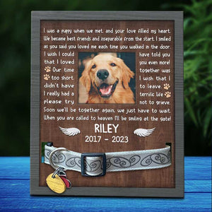11x9in Pet Collar Frame - Memorial Personalized Custom Pet Loss Sign - Pet Memorial Gifts, Dog Memorial Gifts For Loss Of Dog, Dog Memorial Picture Frame, Pet Memorial Frame