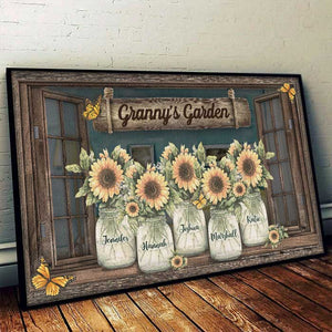 Grandma's Sunshine - Family Personalized Custom Horizontal Poster - Birthday Gift For Grandma