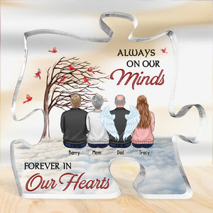 We're Always With You - Memorial Personalized Custom Puzzle Shaped Acrylic Plaque - Sympathy Gift, Gift For Family Members