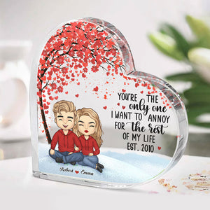 All Because Two People Swiped Right - Couple Personalized Custom Heart Shaped Acrylic Plaque - Gift For Husband Wife, Anniversary