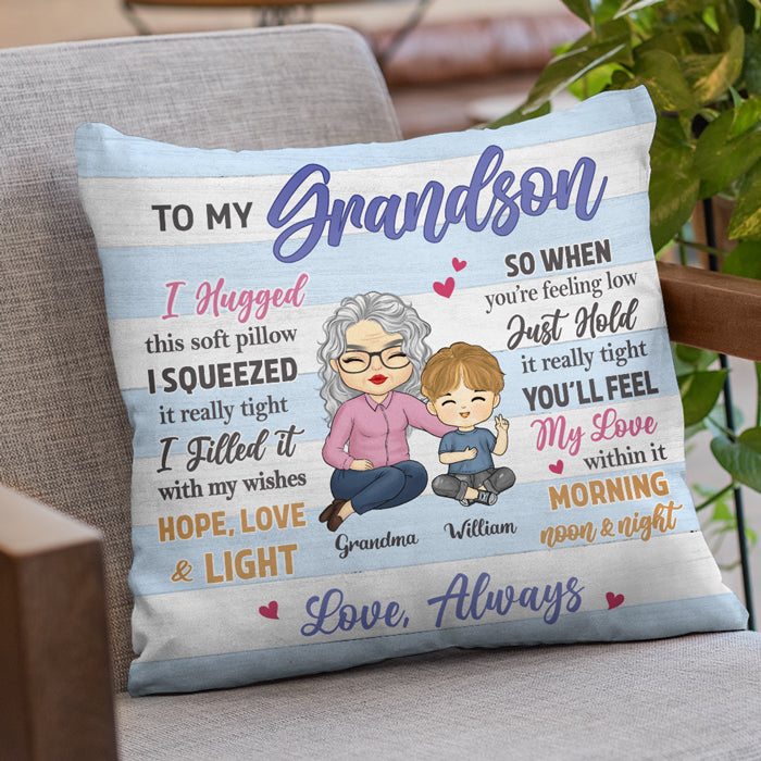 Grandma Gift, Grandchildren Picture Pillow, I Love My Grandma