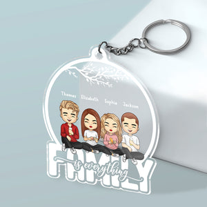 We're Family Forever - Family Personalized Custom Snow Globe Shaped Acrylic Keychain - Gift For Family Members
