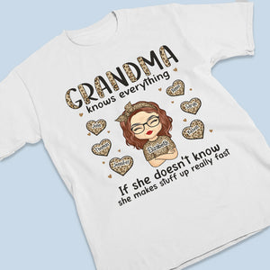Grandma Knows Everything - Family Personalized Custom Unisex T-shirt, Hoodie, Sweatshirt - Mother's Day, Birthday Gift For Grandma