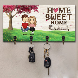 Home Is Where Our Story Begins - Family Personalized Custom Key Hanger, Key Holder - Gift For Family Members