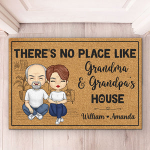 There's No Place Like Grandma & Grandpa's House - Family Personalized Custom Decorative Mat - Gift For Grandma, Grandpa