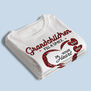 Grandchildren Fill A Space In Heart - Family Personalized Custom Unisex T-shirt, Hoodie, Sweatshirt - Mother's Day, Birthday Gift For Grandma