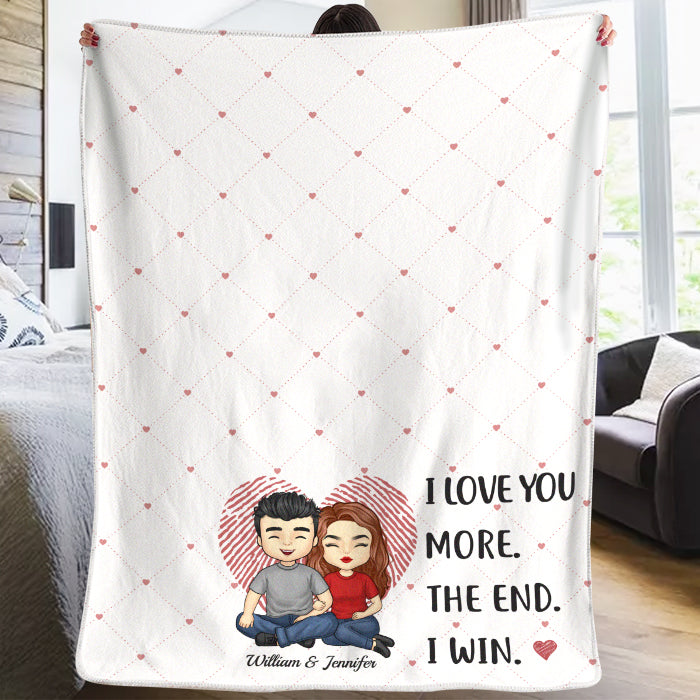 I Love You More - Couple Personalized Custom Blanket - Gift For Husband Wife, Anniversary