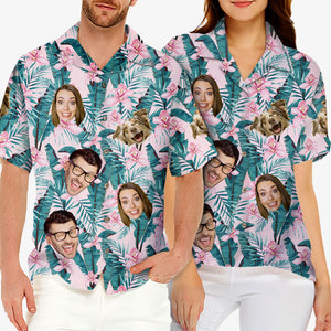 Custom Photo Tropical Vibes Only - Family Personalized Face Custom Unisex Hawaiian Shirt - Gift For Family, Pet Owners, Pet Lovers
