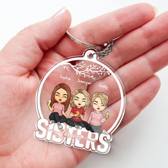 We're Family Forever - Family Personalized Custom Snow Globe Shaped Acrylic Keychain - Gift For Family Members