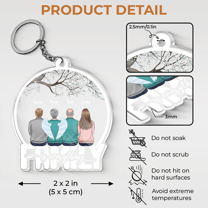 Family Is Everything - Family Personalized Custom Snow Globe Shaped Acrylic Keychain - Gift For Family Members