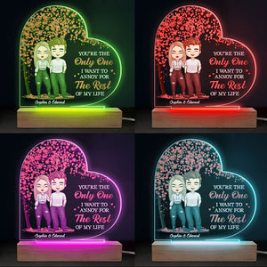 You’re The Only One - Couple Personalized Custom Heart Shaped 3D LED Light - Gift For Husband Wife, Anniversary