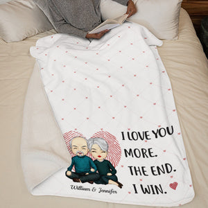 I Love You More - Couple Personalized Custom Blanket - Gift For Husband Wife, Anniversary