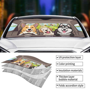 Funny Pets Driving Car - Personalized Custom Auto Sunshade - Gift For Pet Owners, Pet Lovers