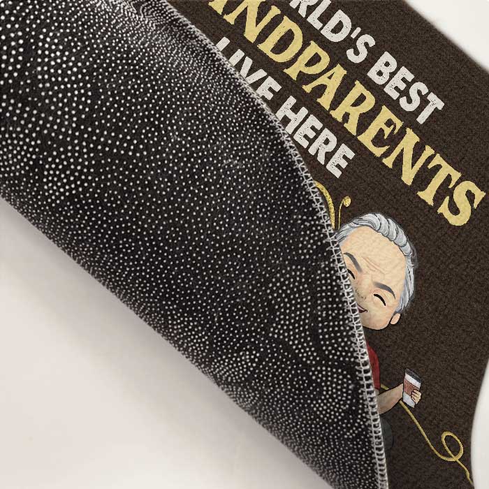 World’s Best Grandpa Grandma live here - Family Personalized Custom Decorative Mat - Gift For Grandparents