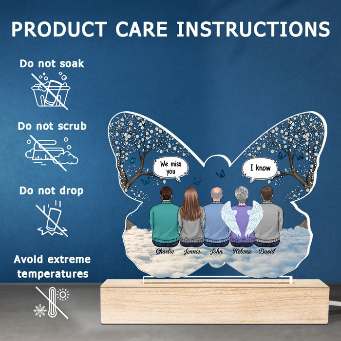 We Miss You More Than Anything - Memorial Personalized Custom Butterfly Shaped 3D LED Light - Mother's Day, Sympathy Gift, Gift For Family Members