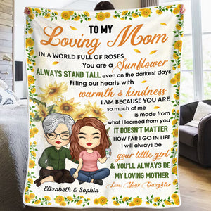 To My Loving Mom You Are A Sunflower - Family Personalized Custom Blanket - Mother's Day, Birthday Gift For Mom From Daughter