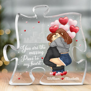 You Are My Missing Piece - Couple Personalized Custom Puzzle Shaped Acrylic Plaque - Gift For Husband Wife, Anniversary