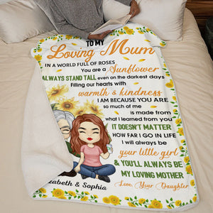 To My Loving Mom You Are A Sunflower - Family Personalized Custom Blanket - Mother's Day, Birthday Gift For Mom From Daughter