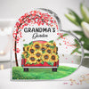 Grandma Sunflowers Garden - Family Personalized Custom Heart Shaped Acrylic Plaque - Mother's Day, Birthday Gift For Grandma