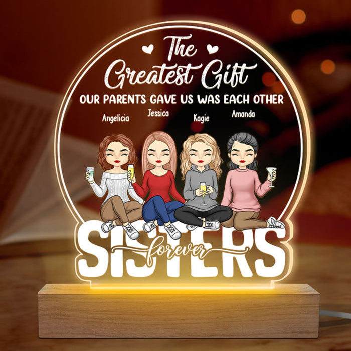 Siblings Forever - Family Personalized Custom Snow Globe Shaped 3D LED Light - Mother's Day, Gift For Family Members