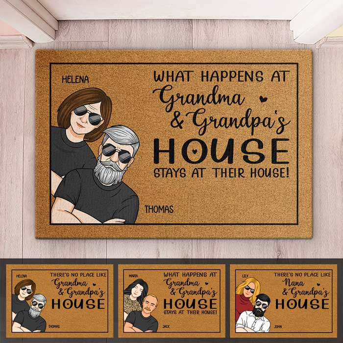 No Place Like Grandma & Grandpa's House - Family Personalized Custom Decorative Mat - Gift For Family Members