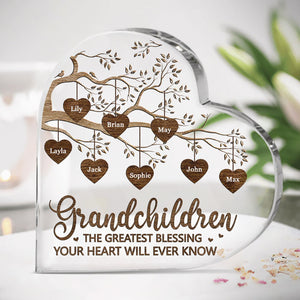 Birthday Grandma Gifts - Gifts For Grandma From Granddaughter, Grandson - Nana Gifts - Best Grandma Mothers Day Gifts - Grandmother Gift Ideas - Personalized Heart Shaped Acrylic