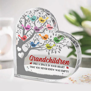 Grandchildren Fill A Space In Grandma Heart - Family Personalized Custom Heart Shaped Acrylic Plaque - Mother's Day, Birthday Gift For Grandma