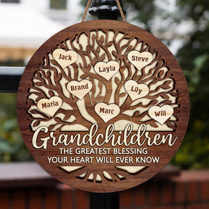 Grandkids For Grand Life - Family Personalized Custom Shaped Home Decor Wood Sign - House Warming Gift For Grandma, Grandpa, Grandparents