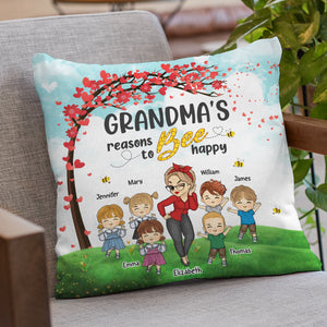 My Reasons To Bee Happy - Family Personalized Custom Pillow - Mother's Day, Birthday Gift For Grandma