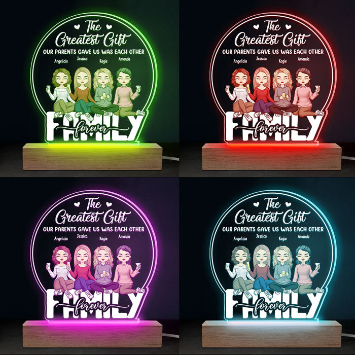 Siblings Forever - Family Personalized Custom Snow Globe Shaped 3D LED Light - Mother's Day, Gift For Family Members