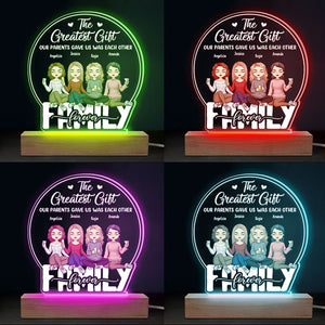 Siblings Forever - Family Personalized Custom Snow Globe Shaped 3D LED Light - Mother's Day, Gift For Family Members