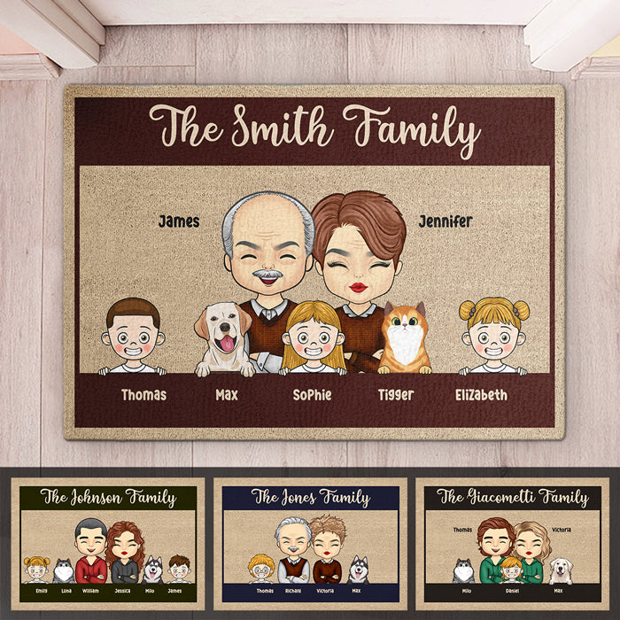 These Cool Kids & Furry Pets Mean The World To Us - Family Personalized Custom Decorative Mat - Gift For Couples, Pet Owners, Pet Lovers