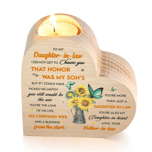 You're My Son's Cherished Wife & Also My Daughter-In-Heart - Family Heart Shaped Candle Holder - Gift For Daughter-In-Law From Mother