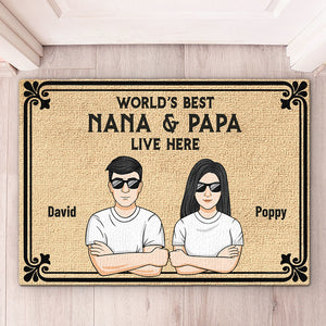 World's Best Grandparents Live Here - Family Personalized Custom Decorative Mat - Gift For Grandparents