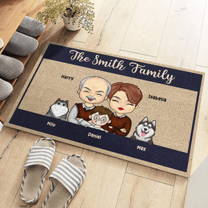 These Cool Kids & Furry Pets Mean The World To Us - Family Personalized Custom Decorative Mat - Gift For Couples, Pet Owners, Pet Lovers