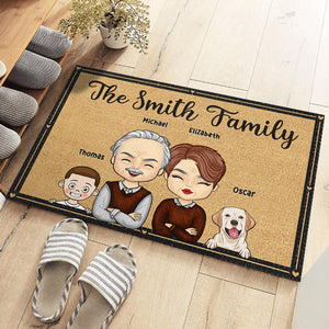 Together With Cute Kids & Pets, We Make A Family - Family Personalized Custom Decorative Mat - Gift For Couples, Pet Owners, Pet Lovers