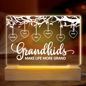 Grandkids Make Life More Grand - Family Personalized Custom Rectangle Shaped 3D LED Light - Mother's Day, Birthday Gift For Grandma