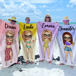 Life's A Beach, Enjoy The Party - Bestie Personalized Custom Beach Towel - Gift For Best Friends, BFF, Sisters