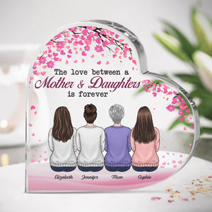 Mom, We're Forever Linked Together - Family Personalized Custom Heart Shaped Acrylic Plaque - Mother's Day, Birthday Gift For Mom From Daughters